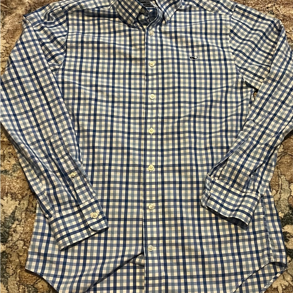 Vineyard vines men’s blue/white button down size small